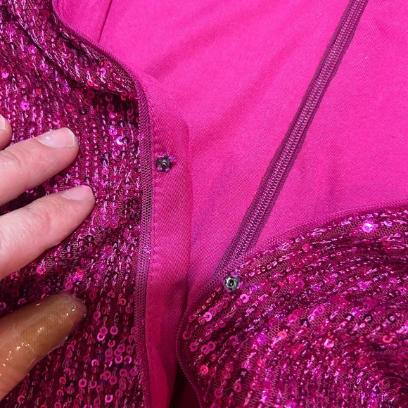 Parker Hot Pink Arienne Sequined V-Neck Mini Dress - Picture 2 of 11